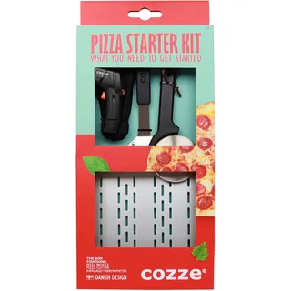 cozze Pizza Starter-Set 3-teilig: Pizzaschaufel, Thermometer und Pizzaschneider