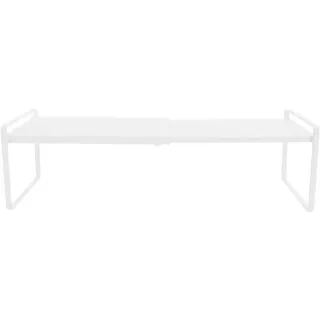 Küchenregal Organizer - Ausziehbares Küchenschrank Regal - Verstellbar 34–63 cm - Eisen 10 kg Traglast - Arbeitsplattenregal 22x18 cm - Weiß