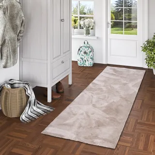 Snapstyle Super Soft Hochflor Läufer Livorno Beige - Pflegeleicht, Zuschneidbar, Ideal für Flur, Schlafzimmer, Kinderzimmer oder Arbeitszimmer