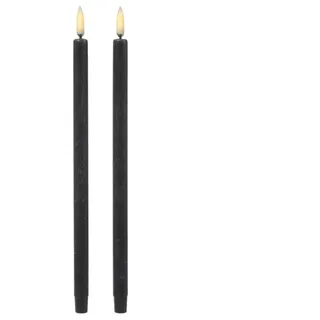 UYUNI Lighting LED-Kerze LED Stabkerzen Thea dünne Tafelkerzen Echtwachs H: 25cm schwarz 2Stk (2-tlg) schwarz