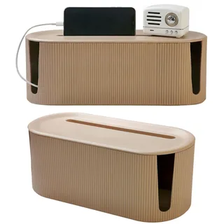 Kryndle Kabelbox mit Belüftung, Kabelmanagement Box für Steckdosenleiste, zum Verstecken und Ordnen von Kabeln, Kabelsalat Vermeider für Büro und Zuhause (Beige)