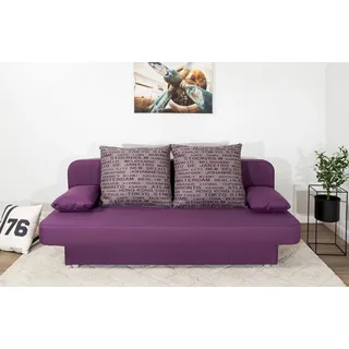 COLLECTION AB Schlafsofa Ulla, B: 186 cm, Liegel. 142x186 cm, Schlaffunktion, Bettkasten & 2 Wende-Rückenkissen lila