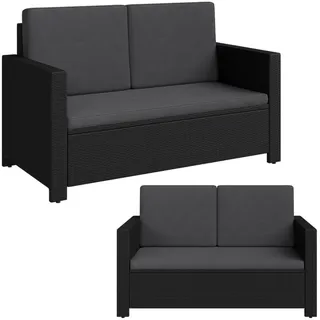 STEELSØN Gartenlounge-Set Elnath Sitzgarnitur mit Sitzpolster, (Gartensofa für 2 Personen in schwarz/anthrazit), Sonnenlounge wetterfestes Polyrattan, verschiedene Ausführungen schwarz