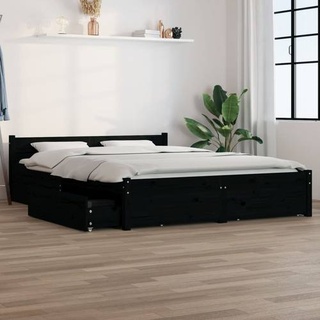 vidaXL Bett mit Schubladen Schwarz 120x200 cm