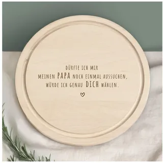 hellomini Frühstücksbrett Frühstücksbrettchen Rund Buche "Papa aussuchen" Geschenk zum Vatertag, Holz, (1-St), mit Gravur, Vatertagsspruch beige