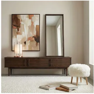 IDIMEX Lowboard TECCA, Niedriges Sideboard aus Massivholz 3 Türen Wohnzimmer Nussbaum Finish braun