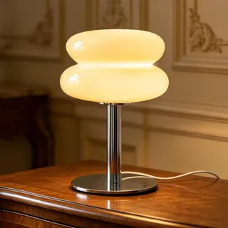 Topyond Tischlampe Gelbe, Eierkuchen Tischlampe, 3 Lichtfarben | Helligkeit Einstellbar, Energieeffizienz, Weiches Licht, USB Glas Klein Nachtlampe, Niedliche Donut Lamp (Gelb)