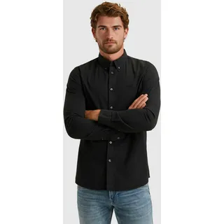 Langarmhemd PME LEGEND, Herren, Gr. L, N-Gr, schwarz (salute), Web, Obermaterial: 97% Baumwolle, 3% Elasthan, unifarben, regular fit normal, Manschette, Hemden, mit Manschetten