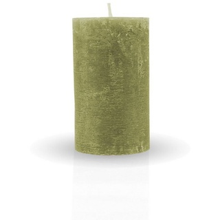 HS Candle Stumpenkerze Rustikale Antik Kerze (vers. Farben / Größen), Duftfreie Altarkerze - Dekokerze - lang Brenndauer - Retro grün Ø 7 cm x 12 cm