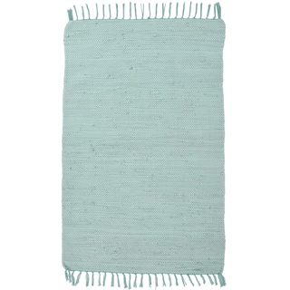 Theko | Dhurry Teppich aus 100% Baumwolle Flachgewebe Teppich Happy Cotton | handgewebt | Farbe: Mint | 70x140 cm