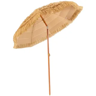 COSTWAY Sonnenschirm Hawaii, 175 cm Strandschirm Stroh, 30° knickbar | Strohschirm, Gartenschirm, Marktschirm, Terrassenschirm für Garten, Balkon, Strand