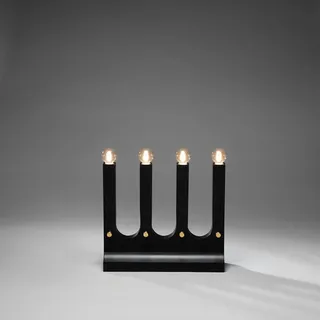 Konstsmide LED Holzleuchter, schwarz lackiert, mit an/aus Schalter inkl. Dimmer, 4 warm weiße Dioden, 24V, Innen, 3,6W, schwarzes Kabel - 3918-711TR