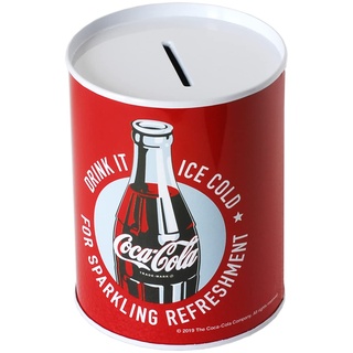 Spardose Coca Cola aus Blech, nicht öffnend, Farbe Rot 2 Bilder (10 x 7,7)