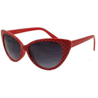 Boolavard Cateye Sonnenbrille für Damen, klassisches Vintage Retro Design mit hoher Spitze und Flügeln (Katzenauge - Rote Schwarze Punkte) - Einheitsgröße