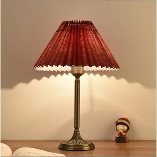 SXYSXYSXY Tischlampen Vintage Nachttischlampe Stoffschirm Amerikanischen Schlafzimmer Tischleuchte EinfacheTischlampe dekorative E27 Wohnzimmer Hotel 30 * 44CM,Rot