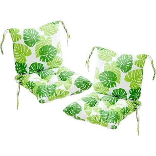 Ataoyus 2er Pack Stuhlkissen Mit Rückenlehne Sitzkissen Rückenpolster Mit Gurtband Niedriglehnenkissen Gartenstuhlkissen 40x80cm Abnehmbares Rückenpolster