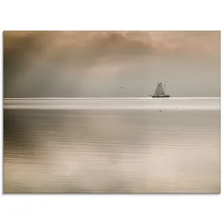 Glasbild ARTLAND "Augenblicke der Ruhe..." Bilder Gr. B/H: 80 cm x 60 cm, Glasbild Gewässer Querformat, 1 St., beige (natur) Glasbilder in verschiedenen Größen