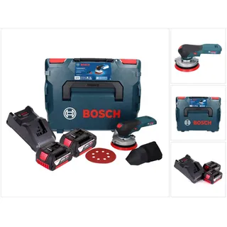 Bosch GEX 18V-125 inkl. 2 x 4,0 Ah + Ladegerät + L-Boxx