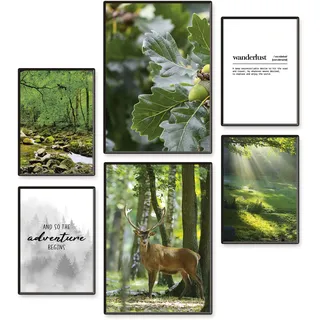 Poster ARTLAND "Abendteuer & Wanderlust", grün (farbe bild(er): grün), B:42cm H:29,7cm, Bilder, Poster, Bilder Set, 6tlg. 4xDIN A4 / 2xDIN A3, ohne Rahmen