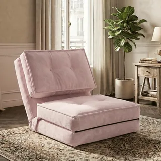 Fabulcozy Sofabett in Faultierform, Liegesesselbett für 1 Person, mit verstellbarer Rückenlehne, Schlafsofa für Schlafzimmer und Wohnzimmer, 205 x 70 x 12 cm (Rosa)