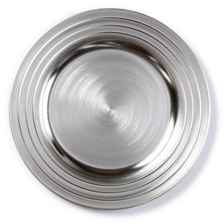 MAGIC by Inge Dekoteller, Dekoteller Kunststoff mit gerilltem Rand 33cm silber silberfarben