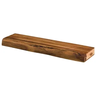 Wandregal Akazienholz massiv, modernes Design mit Baumkante, natur, 100 cm breit