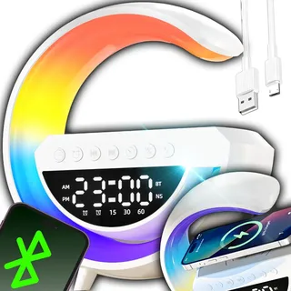 LED Nachttischlampe Tischlampe Ladefunktion Dimmbar 7 RGB BT Lautsprecher Retoo