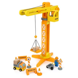 Small Foot Company Baukran mit Baustellenzubehör (12007)