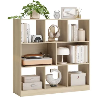 VASAGLE Bücherregal 8 Fächer 30 x 97,5 x 100 cm Eiche