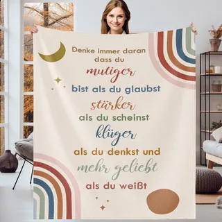 Gebiorty Kuscheldecke Mutmacher Geschenk, Aufmunterung Geschenk Decke mit Spruch Motivationsgeschenke Inspirierendes Abschluss Geburtstag Geschenk für Kinder Fraue Männer, 150x200 cm