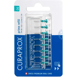 Curaprox Interdentalbürsten Nachfüllung CPS 06 Prime – Manuell, ISO 0 Grün | Für Sehr Kleine Zwischenräume | 8er-Pack | Hergestellt In Der Schweiz | Englische Verpackung