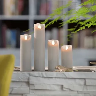 SOMPEX LED Wachskerze SHINE schmal | grau | gefrostet | D: 5cm H: 22,5cm | fernb...