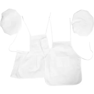 SEWACC 2 Sätze Kochschürzen-mützen-Set Chef Hat Kinderkoch -Outfit Chef -Outfit Für Backschürze -schürze Kochschürze Kochschürze White