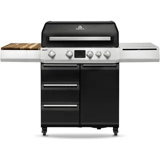 BURNHARD® Gasgrill 4-Brenner BBQ mit Infrarot-Heckbrenner & Seitenkochfeld, Edelstahl-Roste, Modularer Grill mit LED-Display & EasyClean, 20,5 kW - GRANT Upgrade