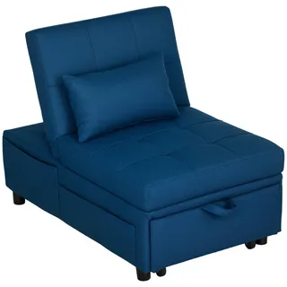 Homcom Schlafsessel 3-in-1 Polyester 104 x 81 x 65,5 cm Blau mit verstellbarer Rückenlehne