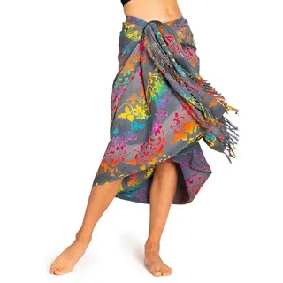 PANASIAM Sarong Pareo Tuch aus blickdichter Viskose in dunklen Farben - Strandtuch, Viskose, Wickelrock Strandkleid Bikini Wrap oder Schal für Damen & Herren bunt