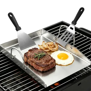 girxzybx Grillplatte 40 x 30 cm Edelstahl/silber