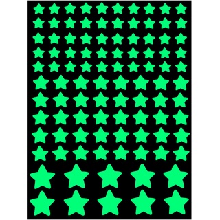 Leuchtsterne Selbstklebend, 100 pcs Leuchtpunkte Wandsticker Fluoreszierend Leuchtaufkleber, Wandtattoo Sterne, Sternenhimmel Aufkleber für Kinderzimmer Babyzimmer Deko(Grün)