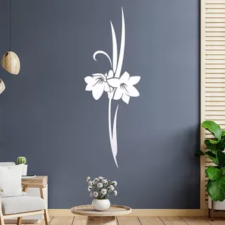 Blumen - Linien Wandtattoo in 6 Größen - Wandaufkleber Wall Sticker - Dekoration, Küche, Wohnzimmer, Schlafzimmer, Badezimmer