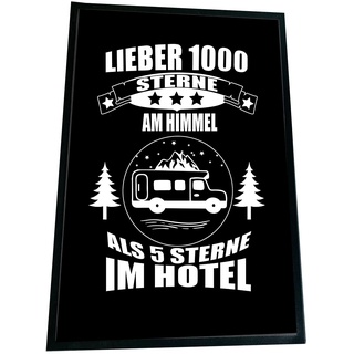 Spruch - Geschenk - Lieber 1000 Sterne am Himmel - Fußmatte - Kaffeetasse - Kissen - Fußmatte - Camping - Zelten - Glamping (XXL Fußmatte, 60x90 cm)