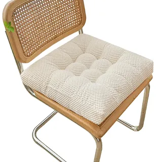 Odaima Stuhlkissen Quadratisch 45x45 cm Sitzkissen Sitzauflage - Dicke 6-8CM - Bodenkissen Sitzpolster StüHle Sitzunterlage Waschbar Stuhlauflage Gartenstuhl(Weiß)