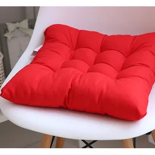 ZOCIS 4 weiche Stuhlkissen, Sitzkissen mit Bändern, rutschfeste Stuhlkissen für Garten, Esszimmer, Wohnzimmer, Terrasse, Büro, Küche, Rot, 4 Stück