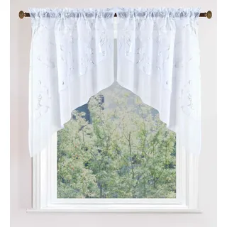 Gardinenbox 2er-Set Scheibengardine HxB 80x80 cm Weiß »PLAUEN« Kurzgardine Tunneldurchzug Bogen Gardine Universalband Bistrogardine, 2023730