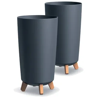 Tymar Übertöpfe groß mit Füßen, Blumenübertopf, Blumentopf Gross, Blumenkübel matt, Pflanzkübel für Außen und Innen ((2pack) Anthrazit ; Höhe 36,5 cm/ø 20 cm)