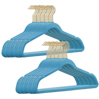 StickandShine Kleiderbügel »50 Stück Samt Kleiderbügel mit Gold Haken in verschiedenen Farben zur Wahl (50er Set)« blau