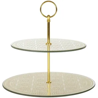 HOME DECO FACTORY Präsentationstablett Glas 2-stöckig 25 cm Gold