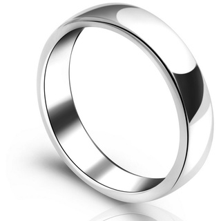 Tony Fein Silberring Ring Schlicht 5mm Rhodiniert Massive 925 Silber, für Damen und Herren 62