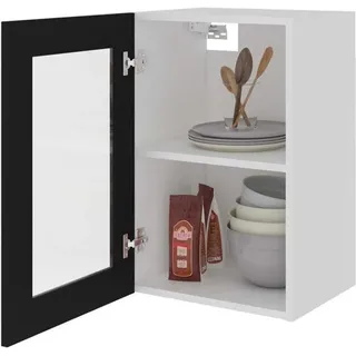 Famanu Wandregal mit Glastür - Küchenaufbewahrung - Zwei Regalböden - 40x31x60 cm - Schwarz