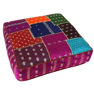 Guru-Shop Sitzkissen Orientalisches eckiges Patchwork Kissen 40 cm,.. bunt|lila