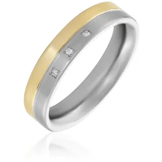 KONA Damen Ring Titan Bicolor Diamant Weiß 0,020 ct, Ring mit Stein